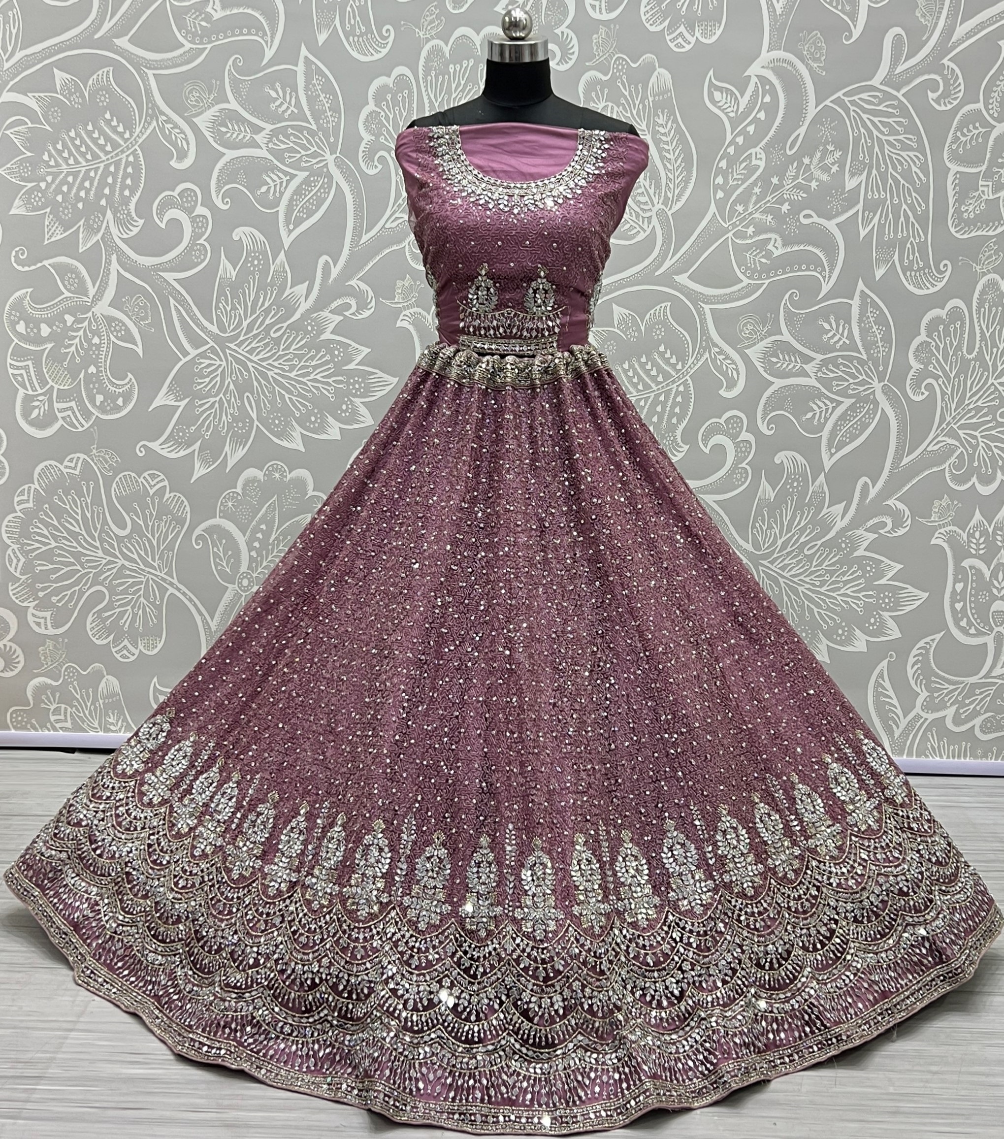 Pink Net Wedding Lehenga Choli